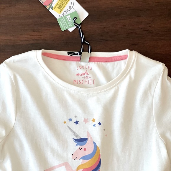 Joules Girls White Unicorn  T-Shirt - Picture 3 of 10